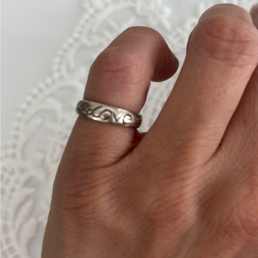 Silver Love Engraved Ring